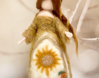 Celestial harvest Summer fairy goddess figurine, litha altar, Lammas, celestial vintage botanical decor