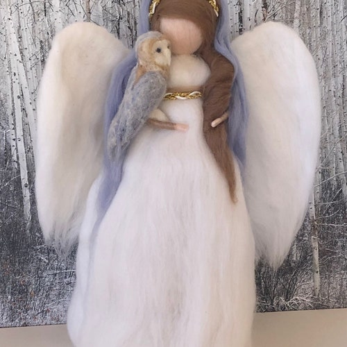 Needle Felt Holly Angel Tree Topper Waldorf Inspired Etsy