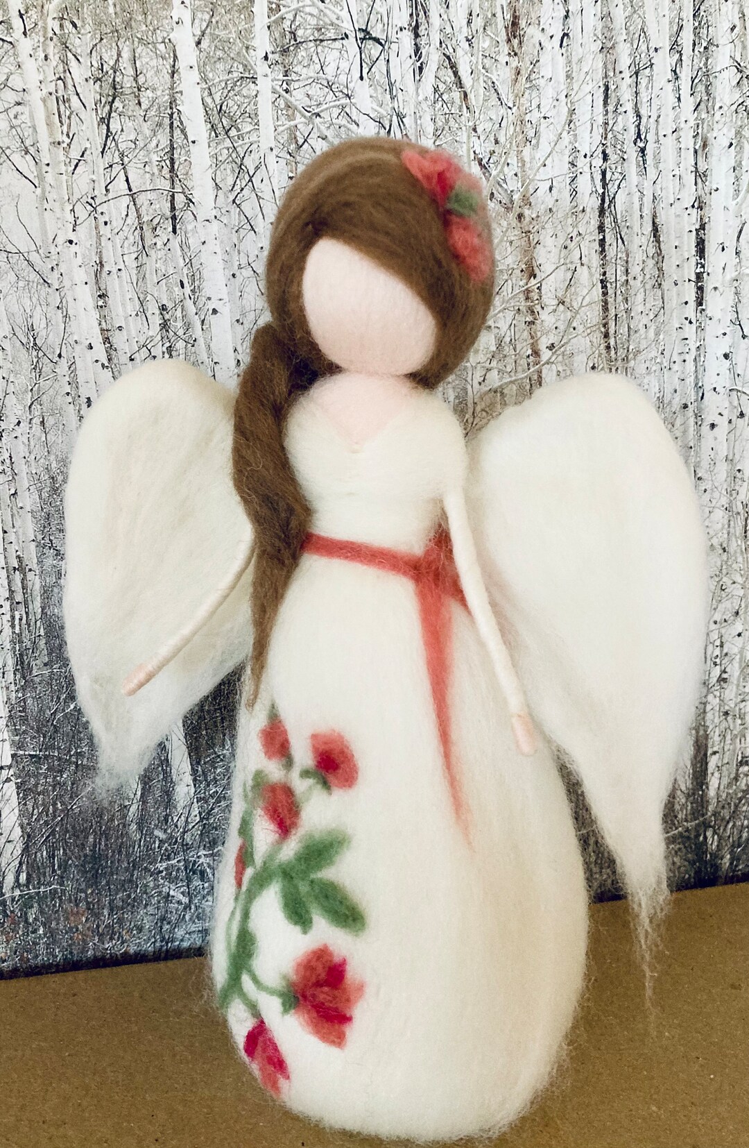 Needle Felt Pink Flower Tree Topper Christmas Waldorf Etsy