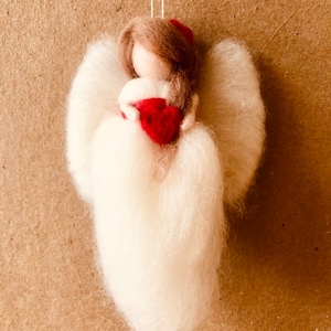 Handmade valentine Angel-Fairy ornament white and red waldorf inspired