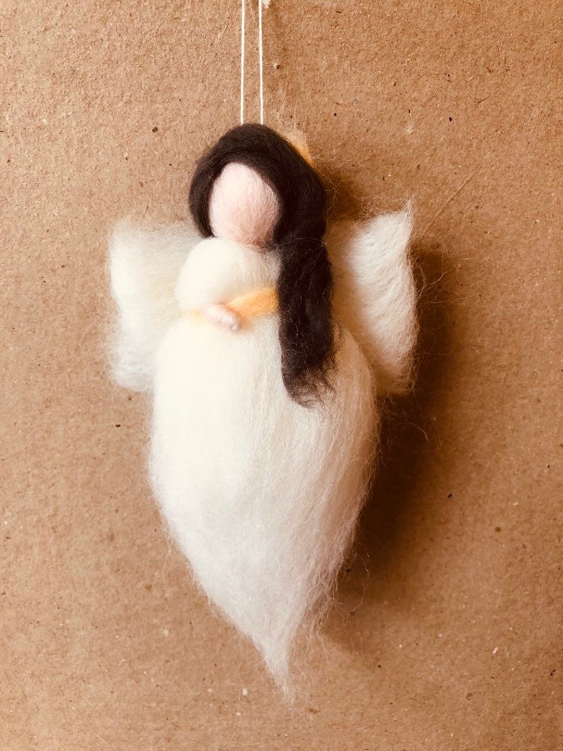 waldorf inspired Christmas Christmas 3 Needle felted guardian fairies-angels white and gold ornaments grieving