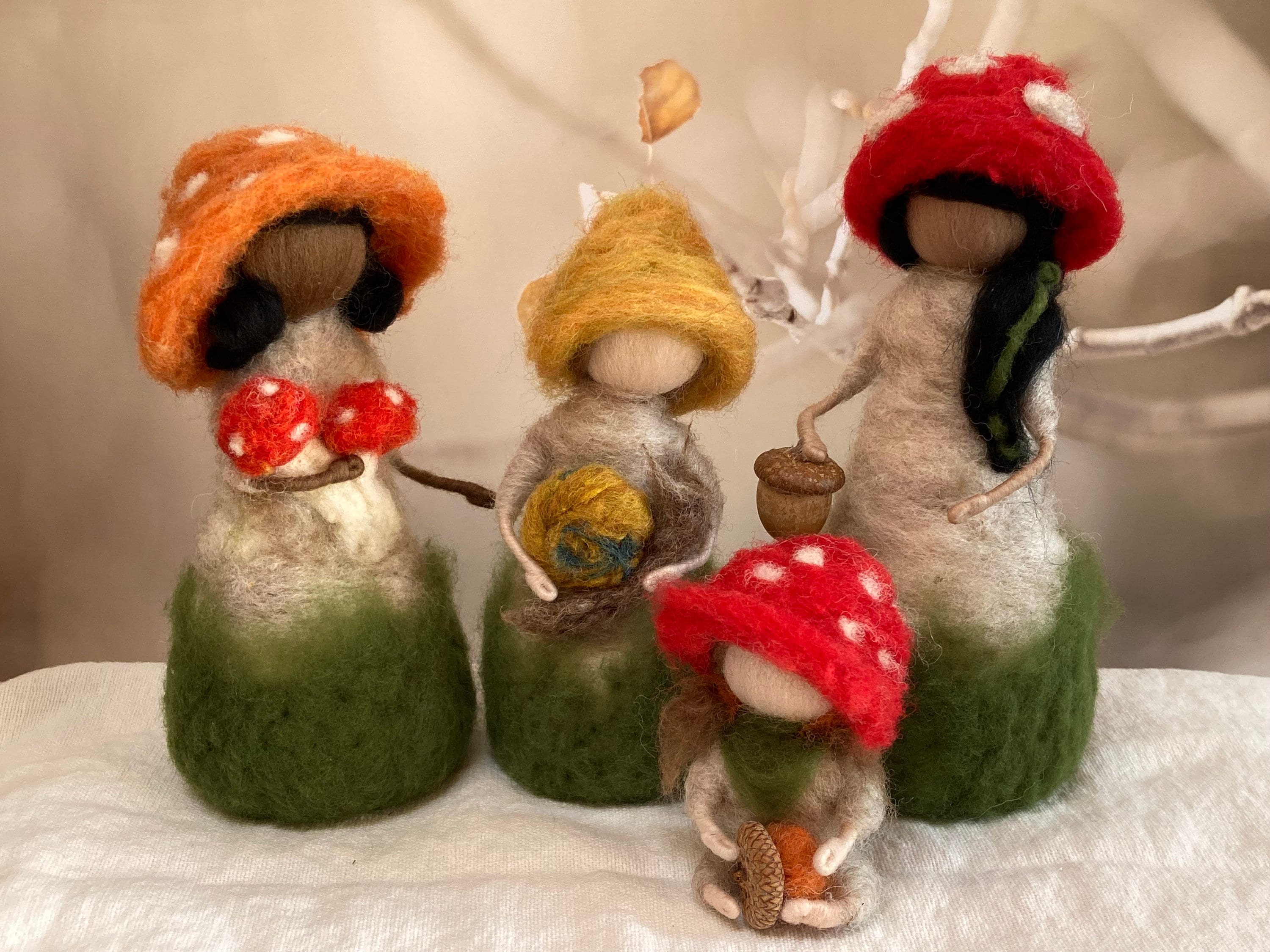 Needle Felt mushroom Children, Waldorf Inspired, Fall/Autumn Nature Table, fall decor, Halloween decor