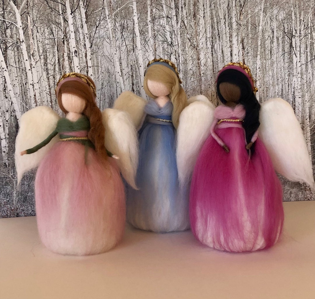 Needle Felt Angel Christmas Tree Topper, Waldorf Inspired, customize