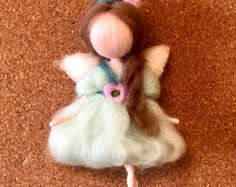 Needle felt spring fairy Waldorf inspired, nature table, children room easter, handmade, doll, home decor, wool