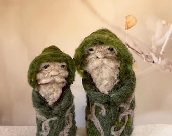 Little Forest stone monks,Gardians of the Forest needle felted figurines, Halloween decor, fall nature, mantel decor, Forest spirits