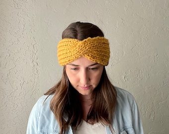 Chunky Knit Turban Headband: Wool Blend Ear Warmer