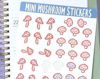 Mini Mushroom Sticker Sheet - Cute Pastel Planner Decor