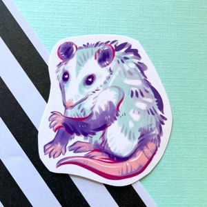 Candy Colored Cute Opossum Sticker Waterproof Vinyl image 2