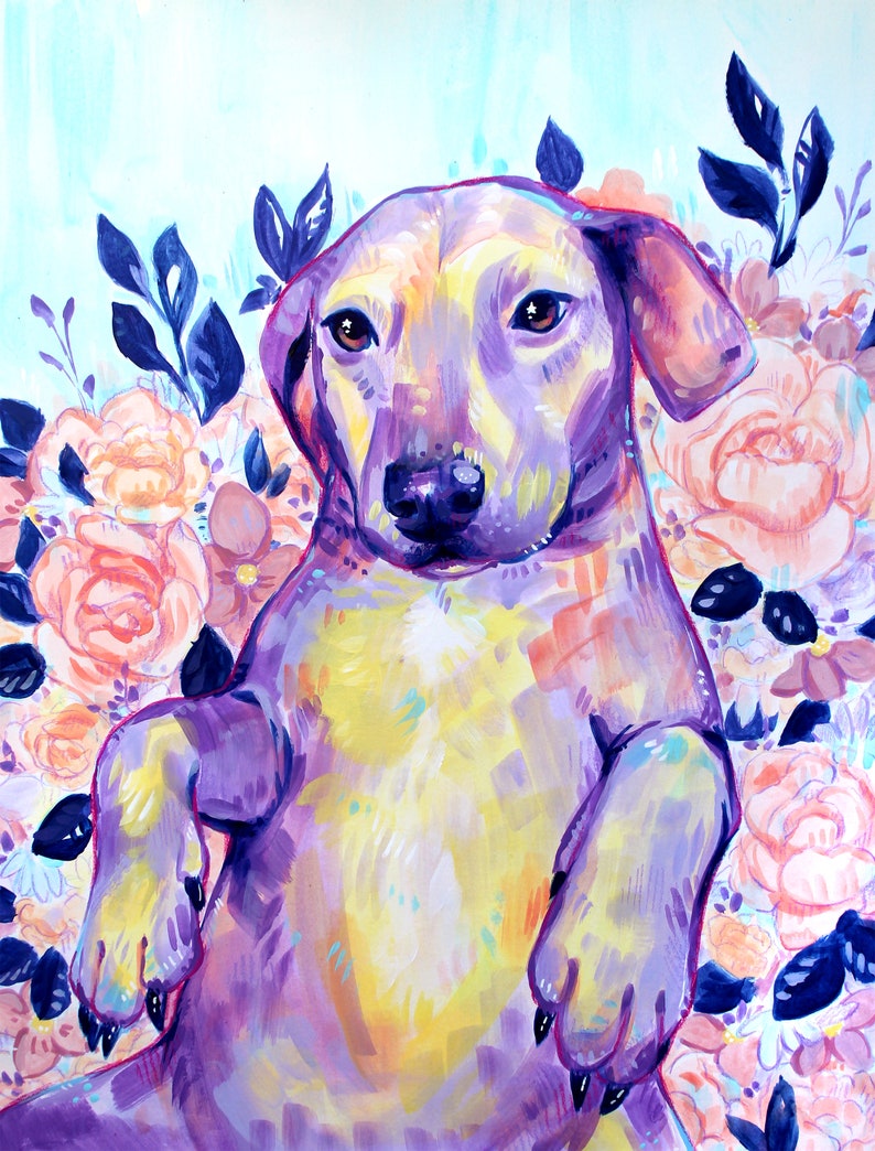 Custom Pet Portrait Painting A Quirky and Colorful Acrylic Art Commission // Hand-painted from Photo Palette #1