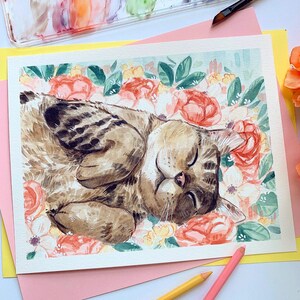 Custom Pet Portrait Painting, Stylized Watercolor // Animal Art Commission Hand Painted from Photo, Natural Color Palette image 5