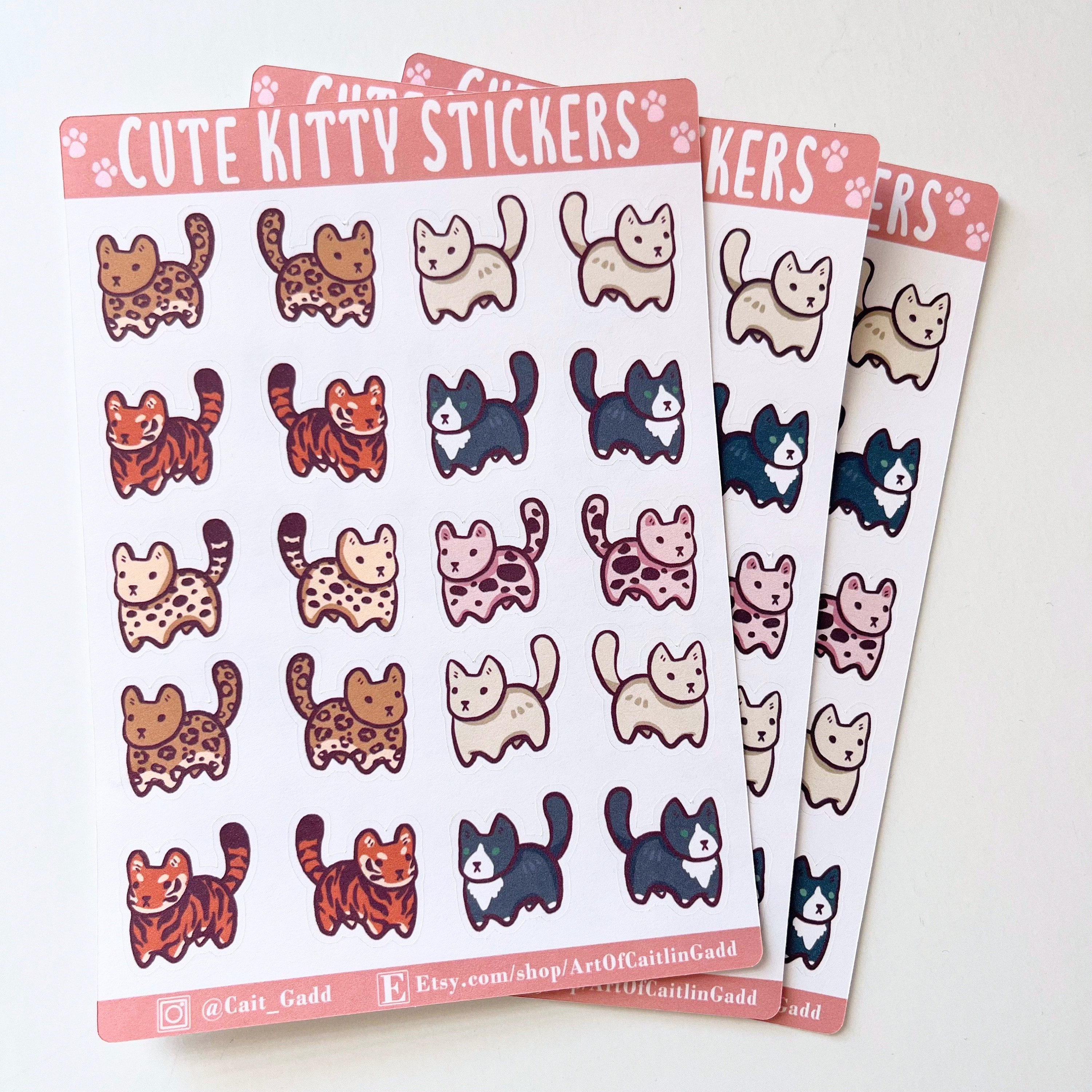 Tiny Kitty Sticker Sheets – Kawaii Cat Scrapbook & Journal Stickers - Etsy