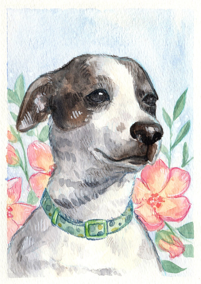 Custom Pet Portrait Painting, Stylized Watercolor // Animal Art Commission Hand Painted from Photo, Natural Color Palette image 8