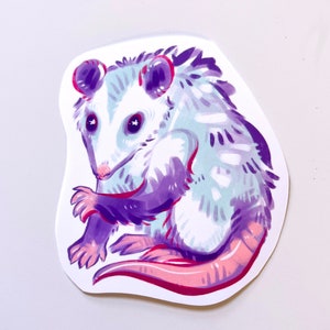 Candy Colored Cute Opossum Sticker Waterproof Vinyl image 3