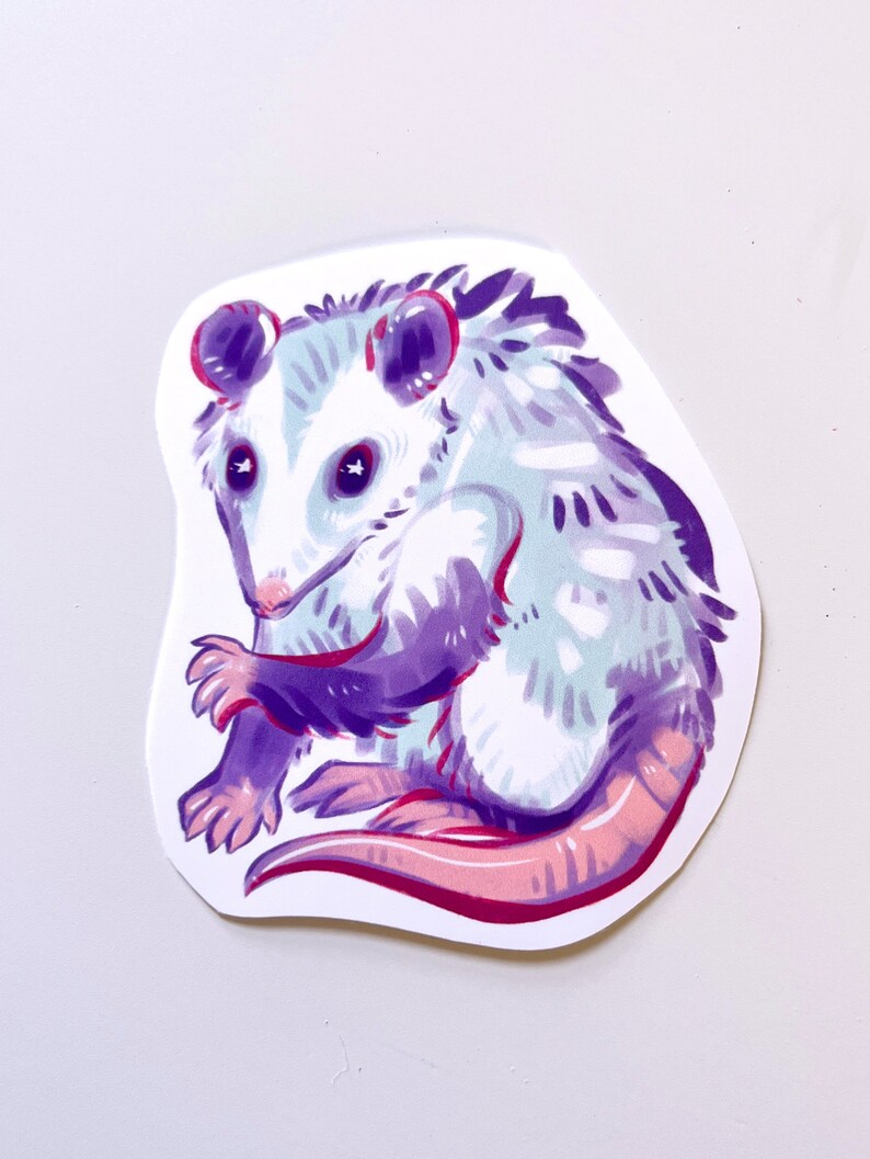 Candy Colored Cute Opossum Sticker Waterproof Vinyl image 3