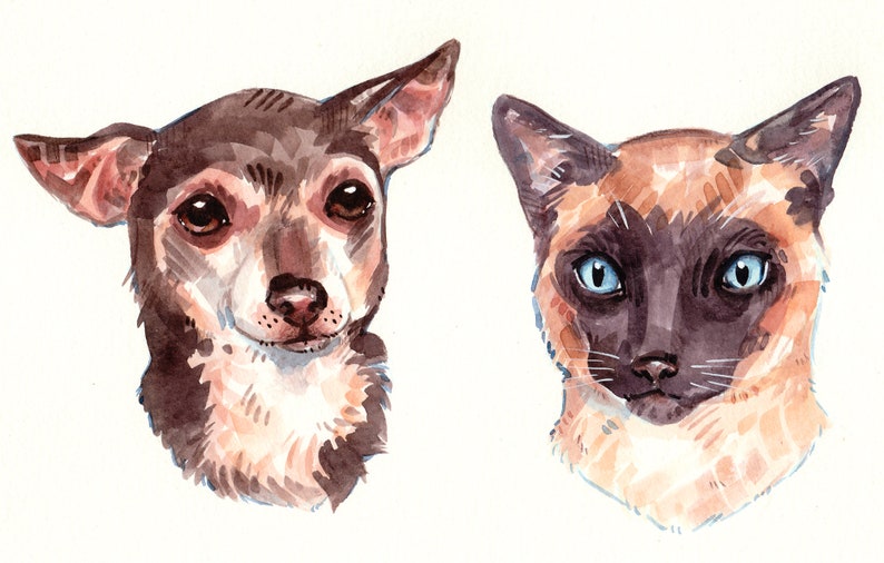 Custom Pet Portrait Painting, Stylized Watercolor // Animal Art Commission Hand Painted from Photo, Natural Color Palette image 7