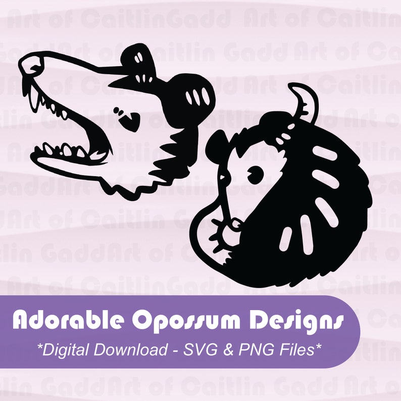 Cute and Screaming Opossum Designs SVG & PNG Digital Download Files For Cricut and Silhouette image 1