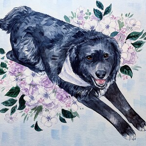 Custom Pet Portrait Painting, Stylized Watercolor // Animal Art Commission Hand Painted from Photo, Natural Color Palette image 6
