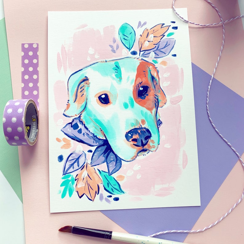 Custom Pet Portrait Painting A Quirky and Colorful Acrylic Art Commission // Hand-painted from Photo image 8