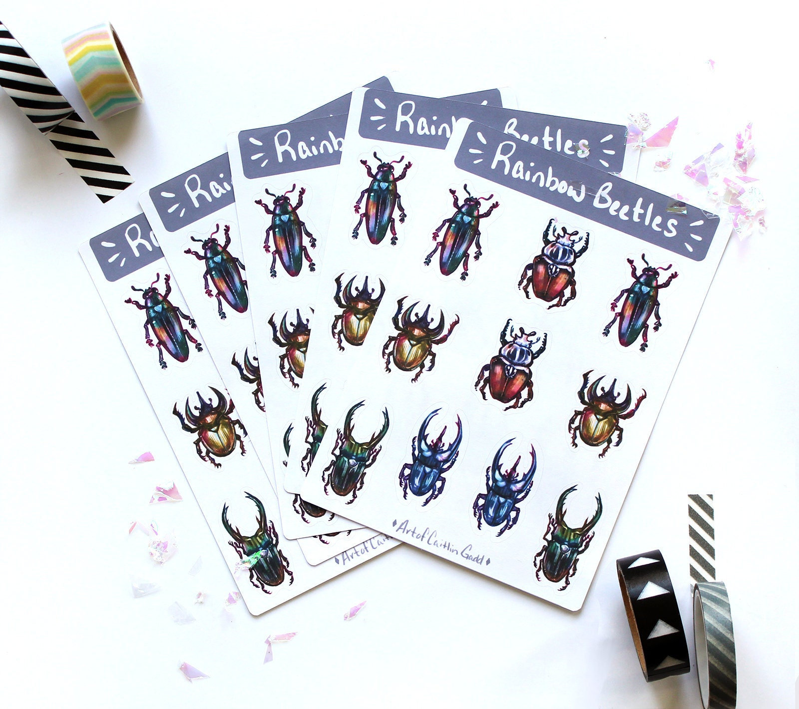 Insect Rainbow Sticker Rainbow Beetle Sticker Sheet, Kiss-cut // Unique and Colorful Insect ...
