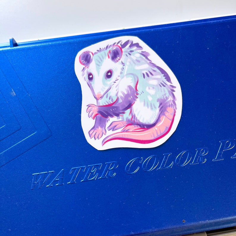 Candy Colored Cute Opossum Sticker Waterproof Vinyl image 4