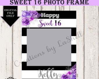 Sweet 16 Water Bottle Labelsbirthday Party Favorspurple Etsy