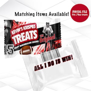 Football Krispie Treats Printable | Sports Theme Krispie Treats Template | Football Favors Digital File | F1