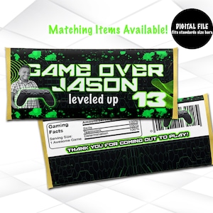 Video Game Candy Bar Wrapper Template Gaming Chocolate Bar Wrappers Printable Gaming Theme Favors Digital File  G1