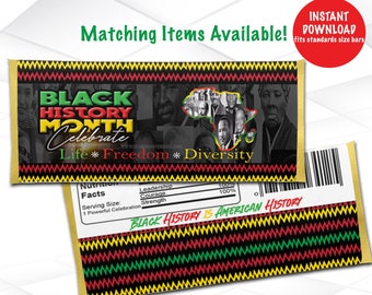 Black History Candy Bar Wrappers direct downloaden | Black History Month afdrukbare chocoladereep wrapper | Afdrukbare zwarte geschiedenis | BH1