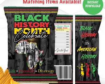 Black History Month-chipzakje direct downloaden | Sjabloon Black History Month Celebration-chipzakje afdrukbaar BH1