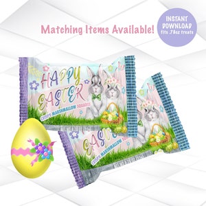 Easter Krispie Treats Wrapper Instant Download Easter Favors Template Easter Bunny Printable E2