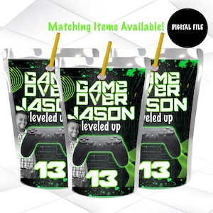 Printable Video Game Juice Pouch Label | Gamer Juice Label Template | Gaming Party Favor Labels | G1