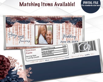 Wedding Candy Bar Wrappers Printable | Wedding Chocolate Bar Wrappers Digital File | Custom Wedding Favor Wrappers | W2