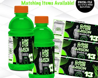 Video Game Sport Drink Label Digital File | Gamer Sport Drink Label Printable | Gaming Party Labels Template | G1