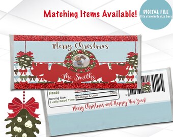Christmas Candy Bar Wrappers Digital File | Christmas Chocolate Bar Wrappers Printable | Christmas Party Favors | C1