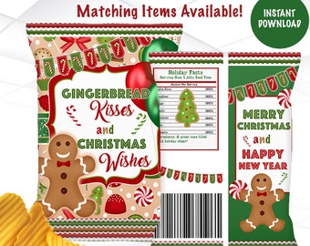 Christmas Chip Bag Instant Download | Kid's Christmas Chip Bag Template | Christmas Favor Printable | C2