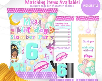 Slumber Party Chip Bag Afdrukbare | Sleep Over Thema Chip Bag Template | Sluimerpartij begunstigt digitale | SP1