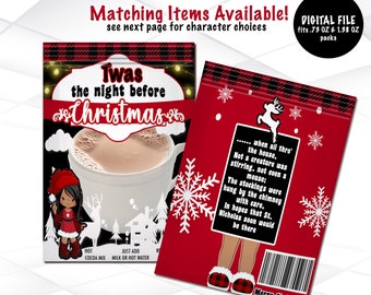 Twas The Night Before Christmas Hot Cocoa Wrapper Digital File | Holiday Hot Cocoa Wrappers Printable | Holiday Party Favors Template | C3