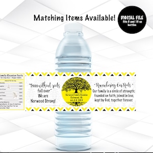 Family Reunion Water Bottle Labels Template  Yellow Family Reunion Favors Printable Family Reunion Digital File FR1