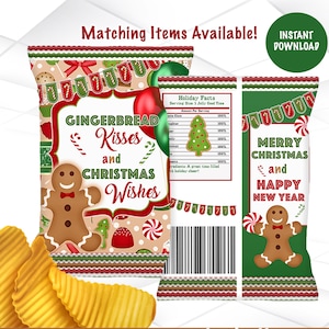Christmas Chip Bag Instant Download | Kid&#39;s Christmas Chip Bag Template | Christmas Favor Printable | C2