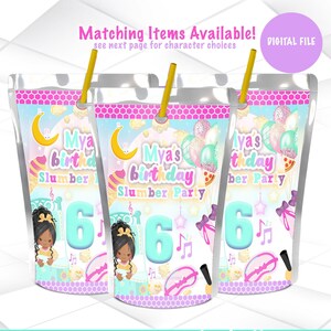 Printable Slumber Party Juice Pouch Label | Sleepover Juice Label Template | Slumber Party Favors Sleep over Favors Digital File | SP1