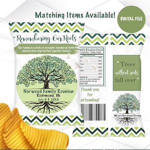 Family Reunion Chip Taschen printable | Grünes Familientreffen favorisiert digitale Datei | Familientreffen Chipbeutel Vorlage | FR1