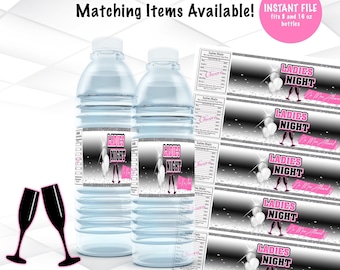 Ladies Night Water Bottle Labels Instant Download | Girl's Night Water Bottle Labels Template | Ladies Night Favors Printable | L3