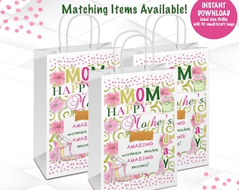 Mother's Day Gift Bag Label Instant Download | Mother's Day Gift Bag Label Printable | Pink Mother's Day Favor Bag | M4