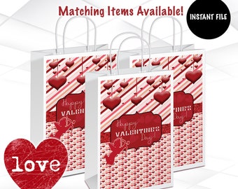 Valentine's Day Gift Bag Labels Instant Download | Valentine's Day Favor Bags Printable | Valentine's Day Treat Bag labels | V2