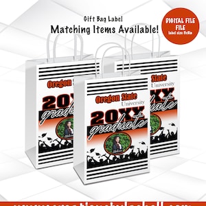 Graduation Gift Bag Template | Orange Graduation Gift Bag Label Printable | Graduation Favor Bags Digital File | G4