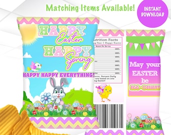 Easter Chip Bag Instant Download | Easter Chip Bag Template | Easter Favor Printable | Easter Bunny Favors | E1