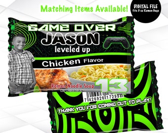 Gaming Ramen Noodle Wrapper Template Video Game Favors Printable Gaming Theme Ramen Noodle Labels Digital File G1