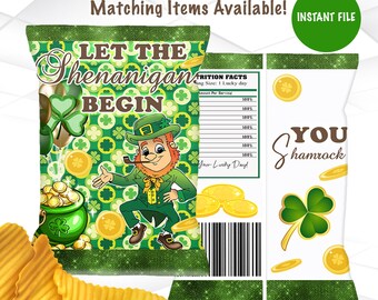 Saint Patricks Day Chip Bags Instant Download | St. Patty's Day Chip Bags Printable | St. Patrick's Day Party Favors Template | SP2