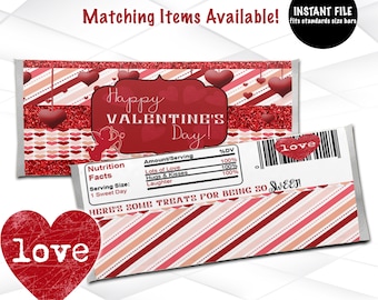 Download immediato di incarti per barrette di cioccolato per San Valentino / Incarti per barrette di cioccolato per San Valentino stampabili / Bomboniere per San Valentino / V2