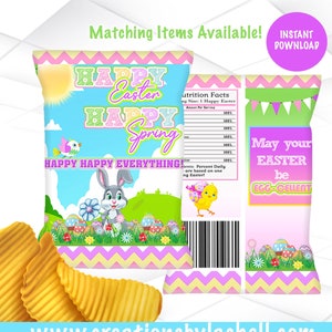Easter Chip Bag Instant Download | Easter Chip Bag Template | Easter Favor Printable | Easter Bunny Favors | E1